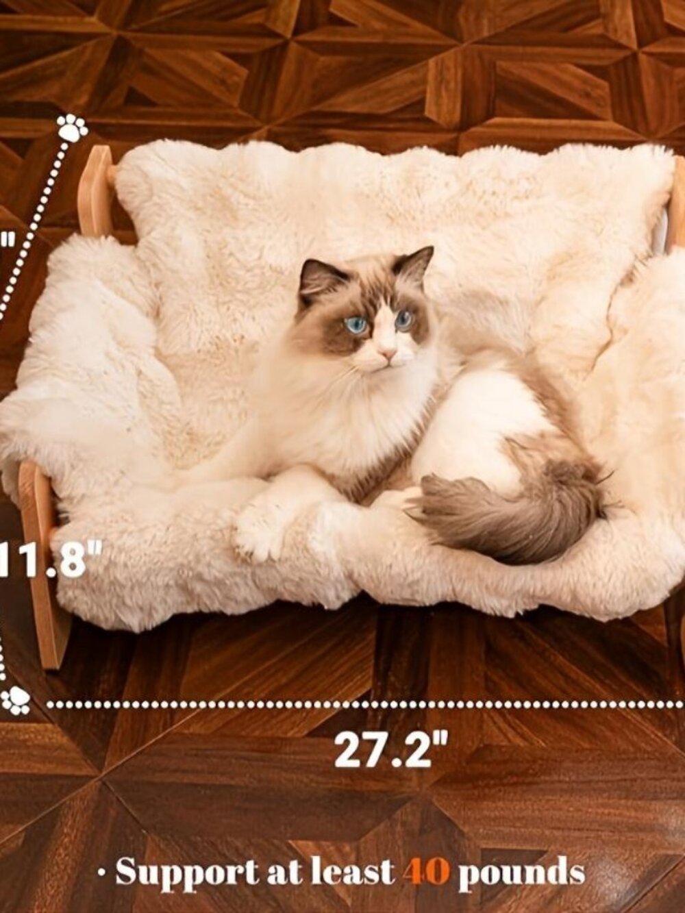 Cat Sofa Bed, Soft Plush Pet Couch with Removable Washable Cover, Non‑Slip Bolst - Picture 2 of 10